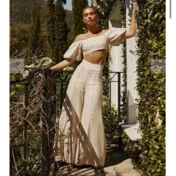 DISSH Aisle Pearl Linen Wide Leg Pant, Size US 4 - Picture 1 of 8